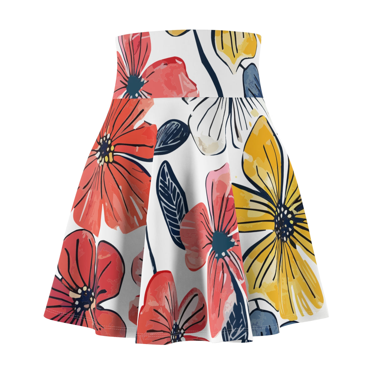 Colorful Floral Skater Skirt – Bold Flower Print