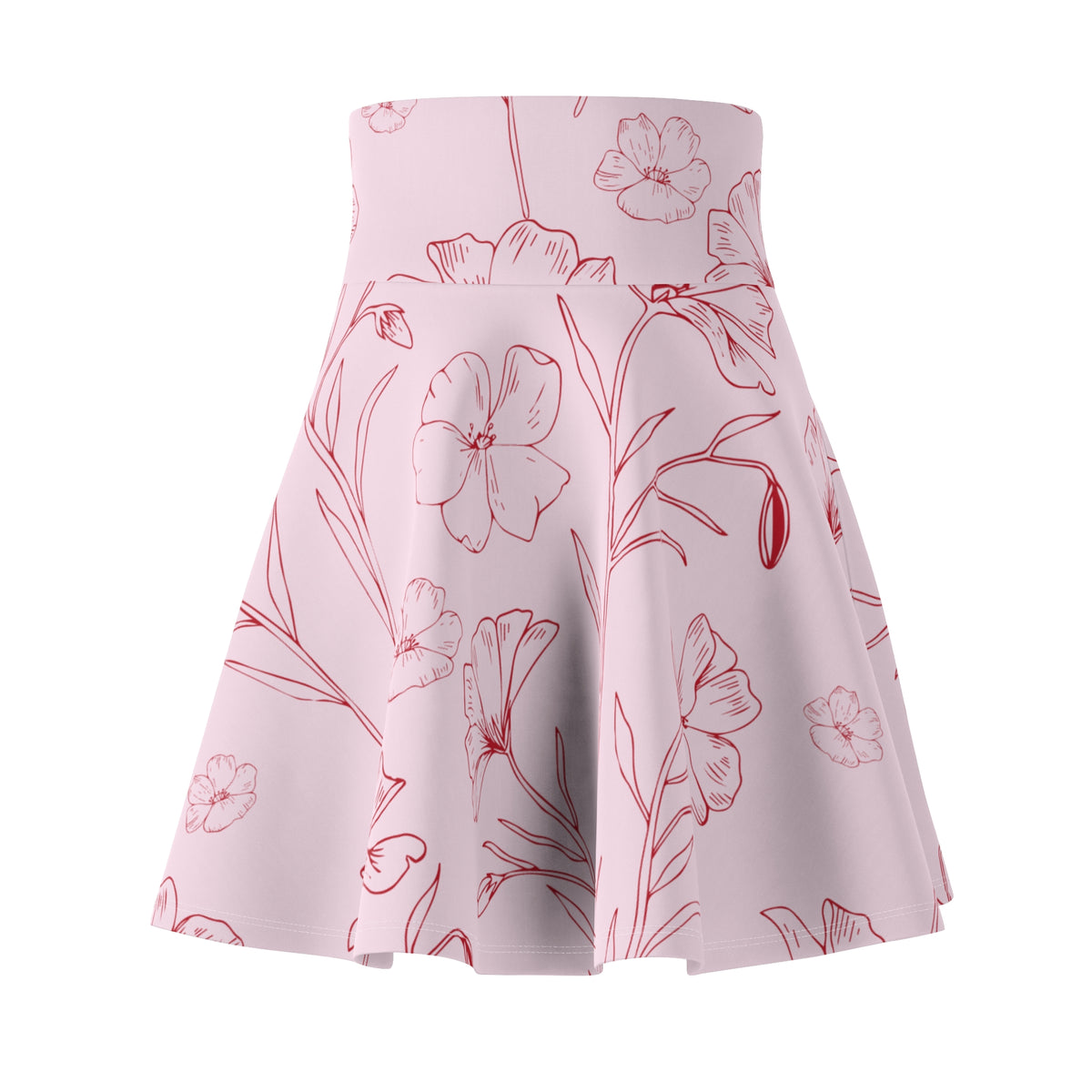 Pink Floral Skater Skirt – Delicate Botanical Design