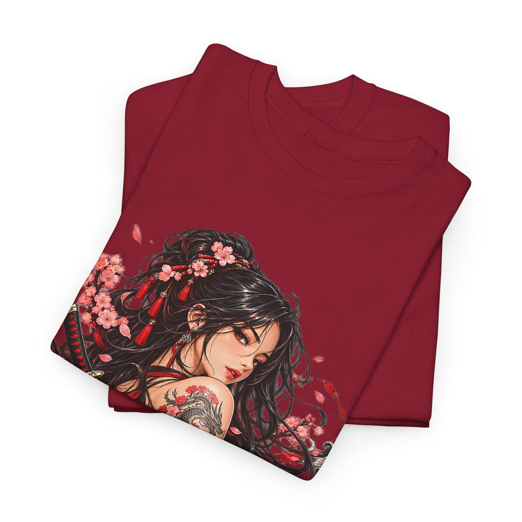 Japanese Samurai Girl T-Shirt – Dark Anime Warrior Graphic Tee