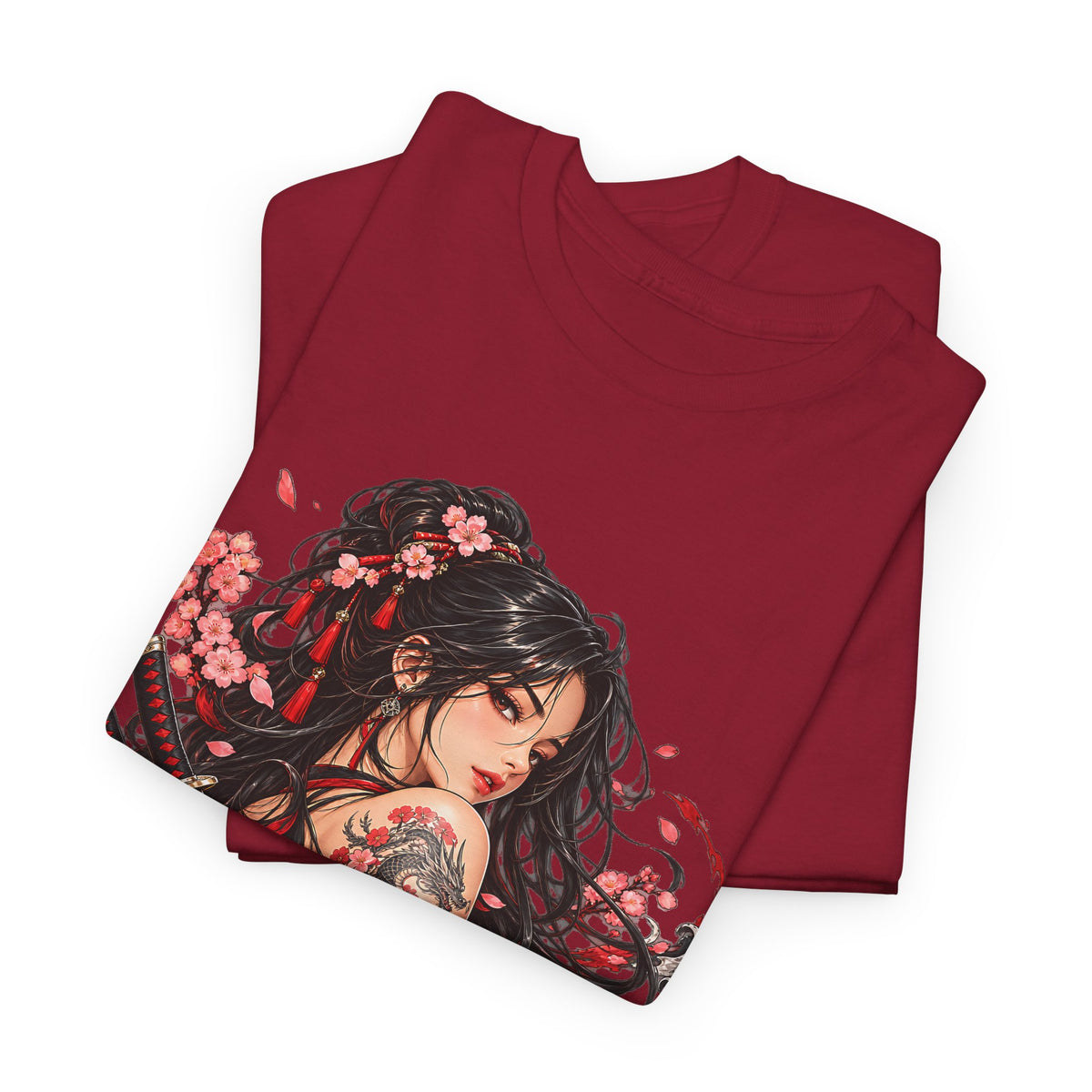 Japanese Samurai Girl T-Shirt – Dark Anime Warrior Graphic Tee