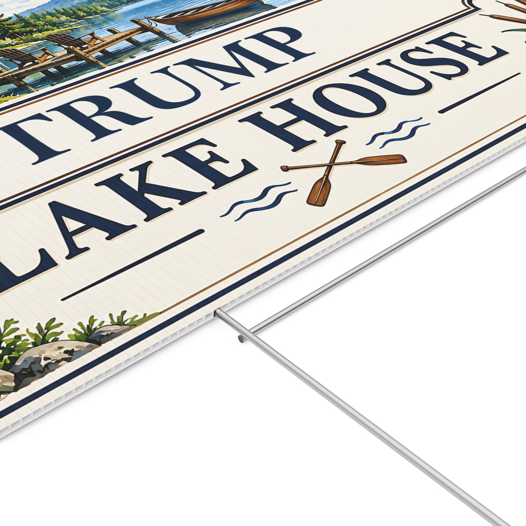 Personalized Lake House Double-Sided Yard Sign – Custom Name Sign YL2