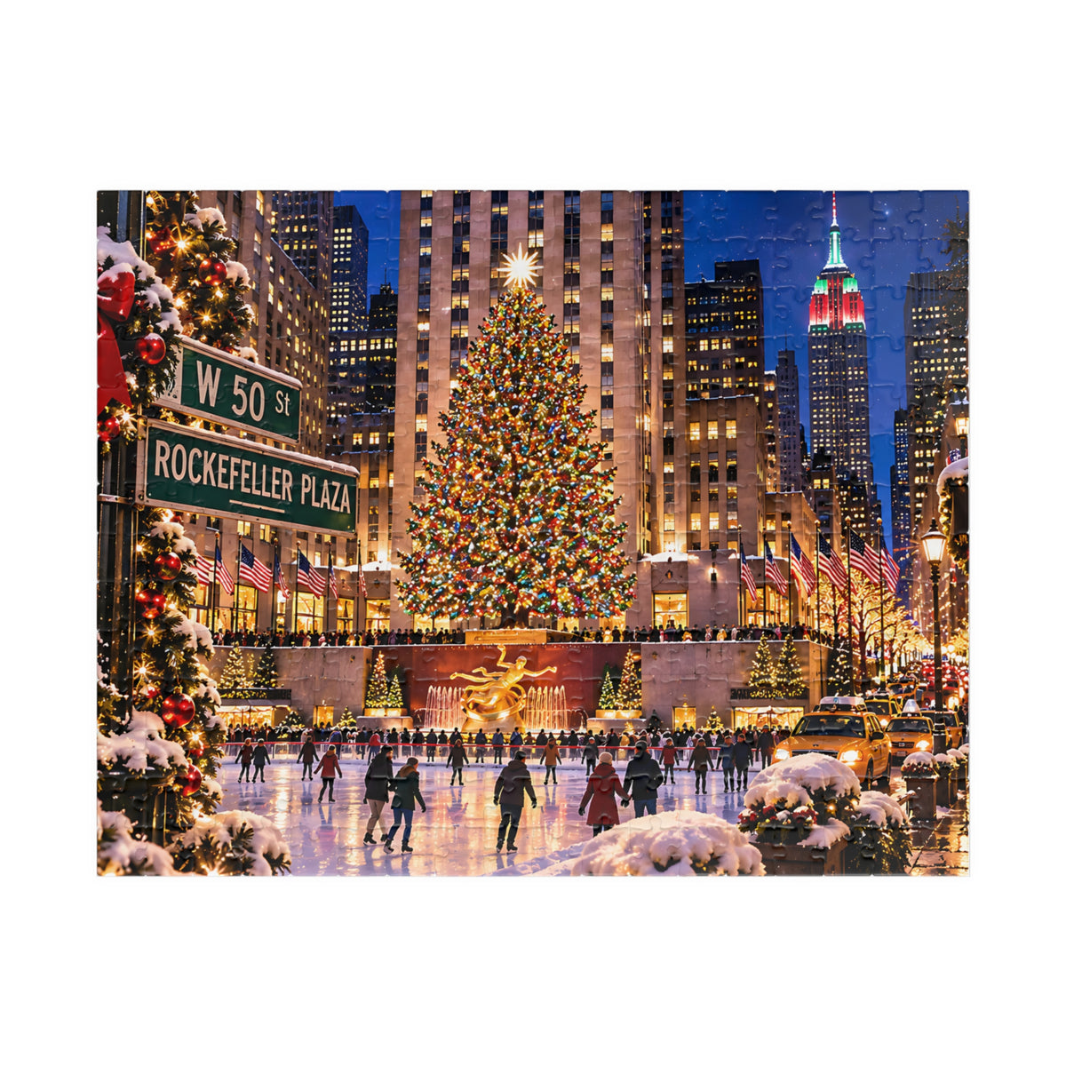 New York Christmas Puzzle – Rockefeller Center Jigsaw Puzzle (110, 252, 520, 1014-piece)
