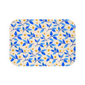Blue Citrus Leaf Bath Mat – Blue & Yellow Botanical Bathroom Decor