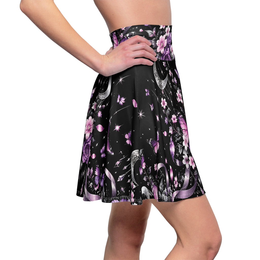 Purple Celestial Butterfly Skater Skirt – Floral Moon Design