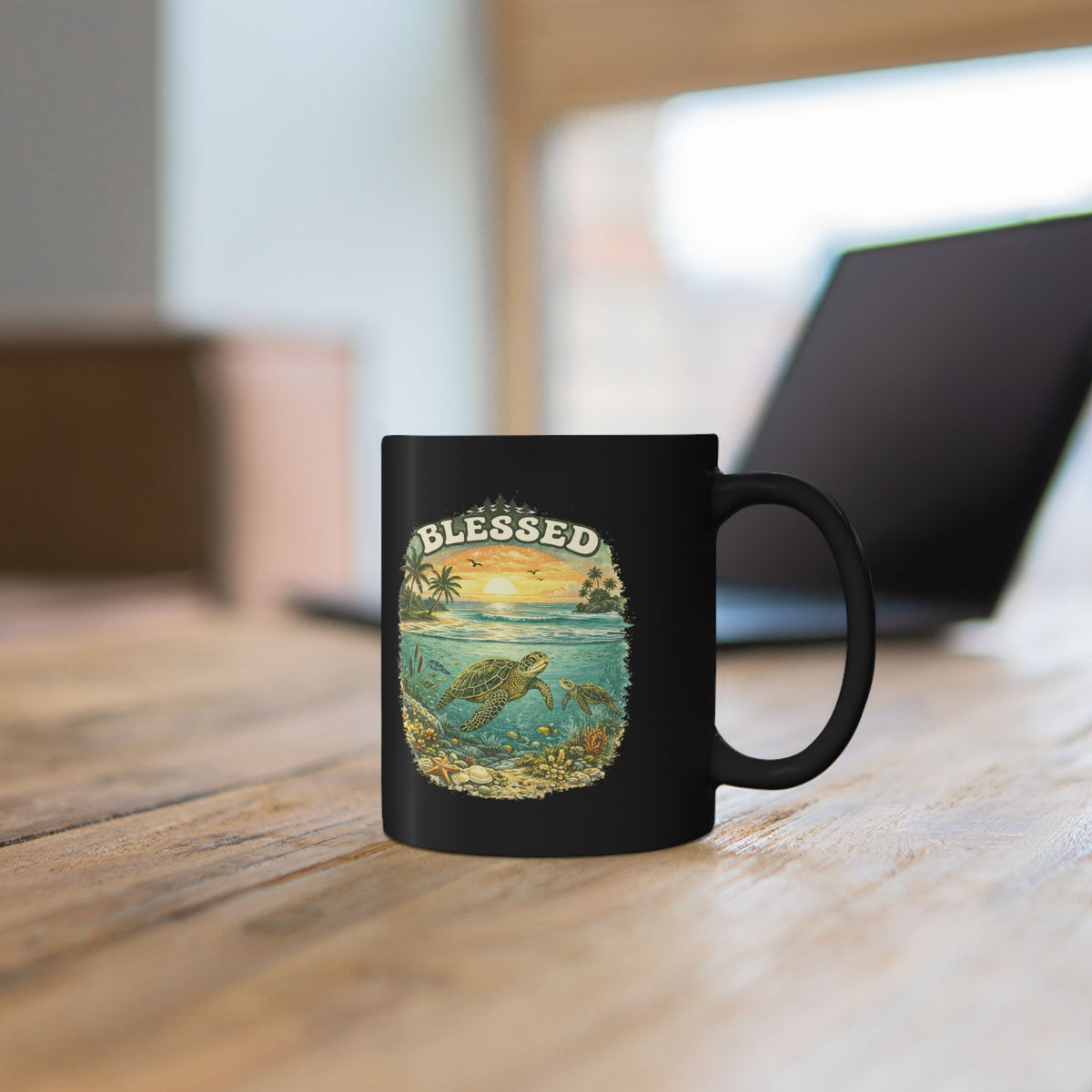 Blessed Sea Turtle Mug Ocean Coffee Cup Christian Beach Nature Gift
