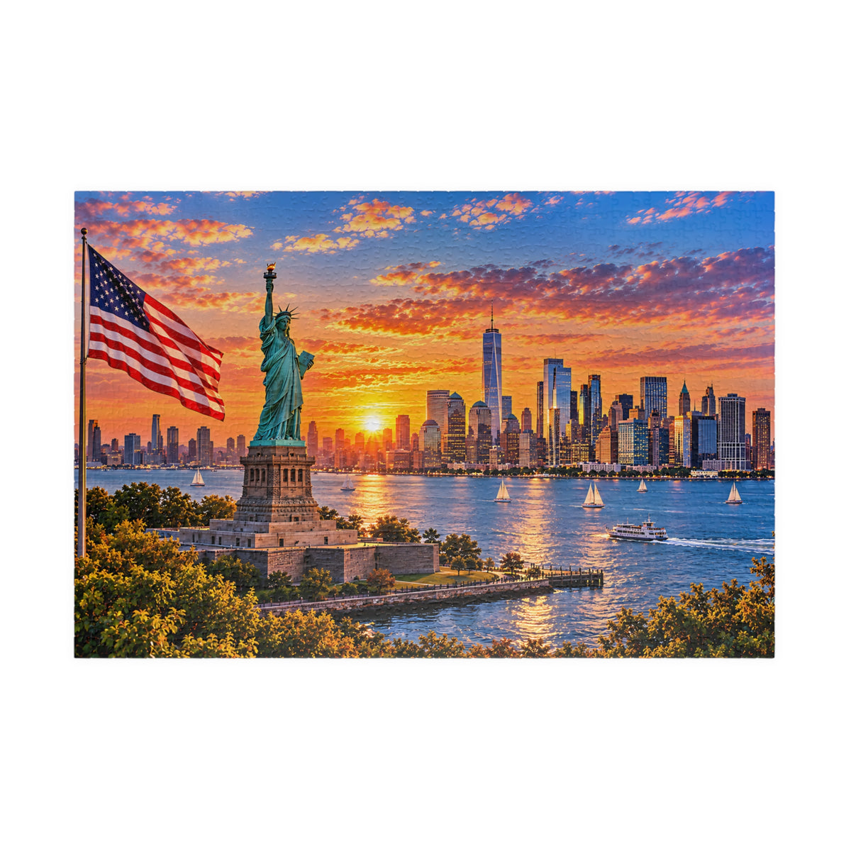 New York City USA Puzzle – Statue of Liberty Jigsaw Puzzle (110, 252, 520, 1014-piece)