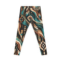 Southwestern Boho Leggings – Feather & Geometric Print