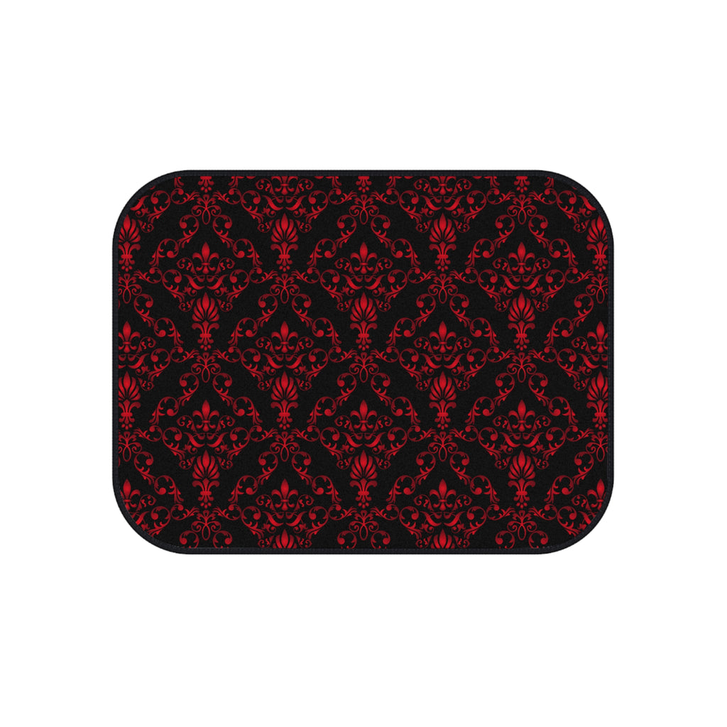 Red & Black Damask Car Floor Mats – 4-Piece Set
