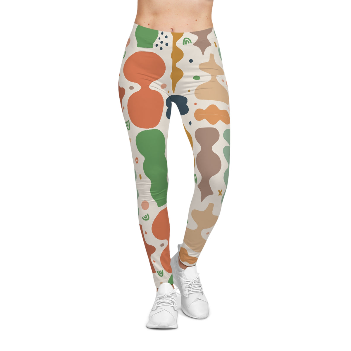 Abstract Organic Leggings – Modern Earth Tone Print