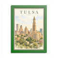Tulsa Oklahoma Vintage Framed Poster – Art Deco Skyline Wall Art