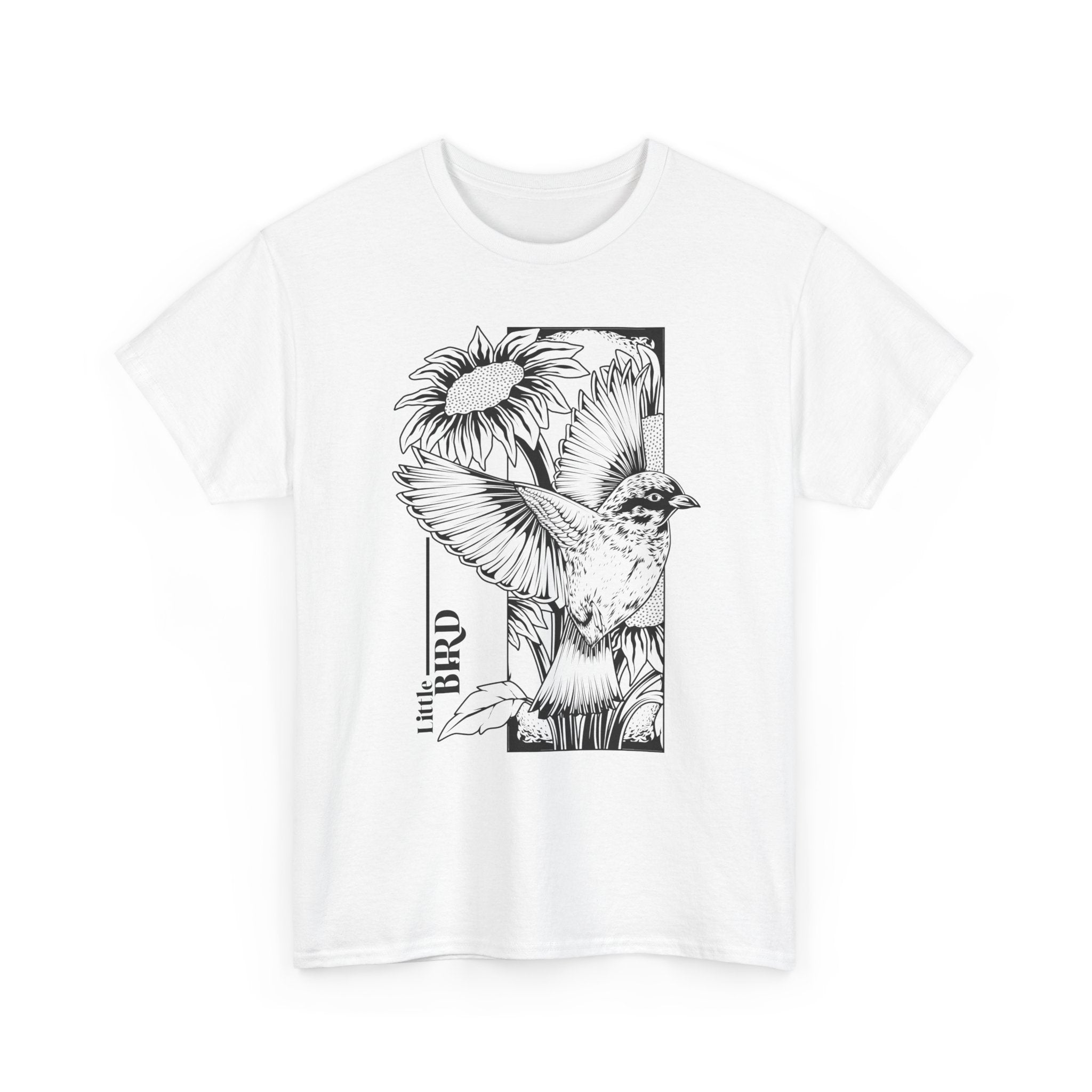 Bird & Sunflower Graphic Tee Nature Lover Unisex Shirt Casual  – Bamerix