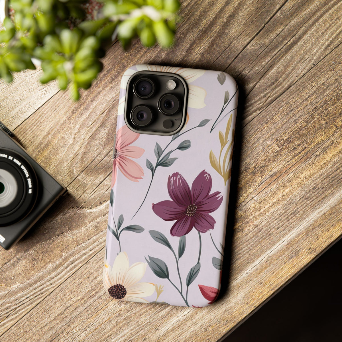 Elegant Wildflower Tough Phone Case – Soft Pastel Floral Design