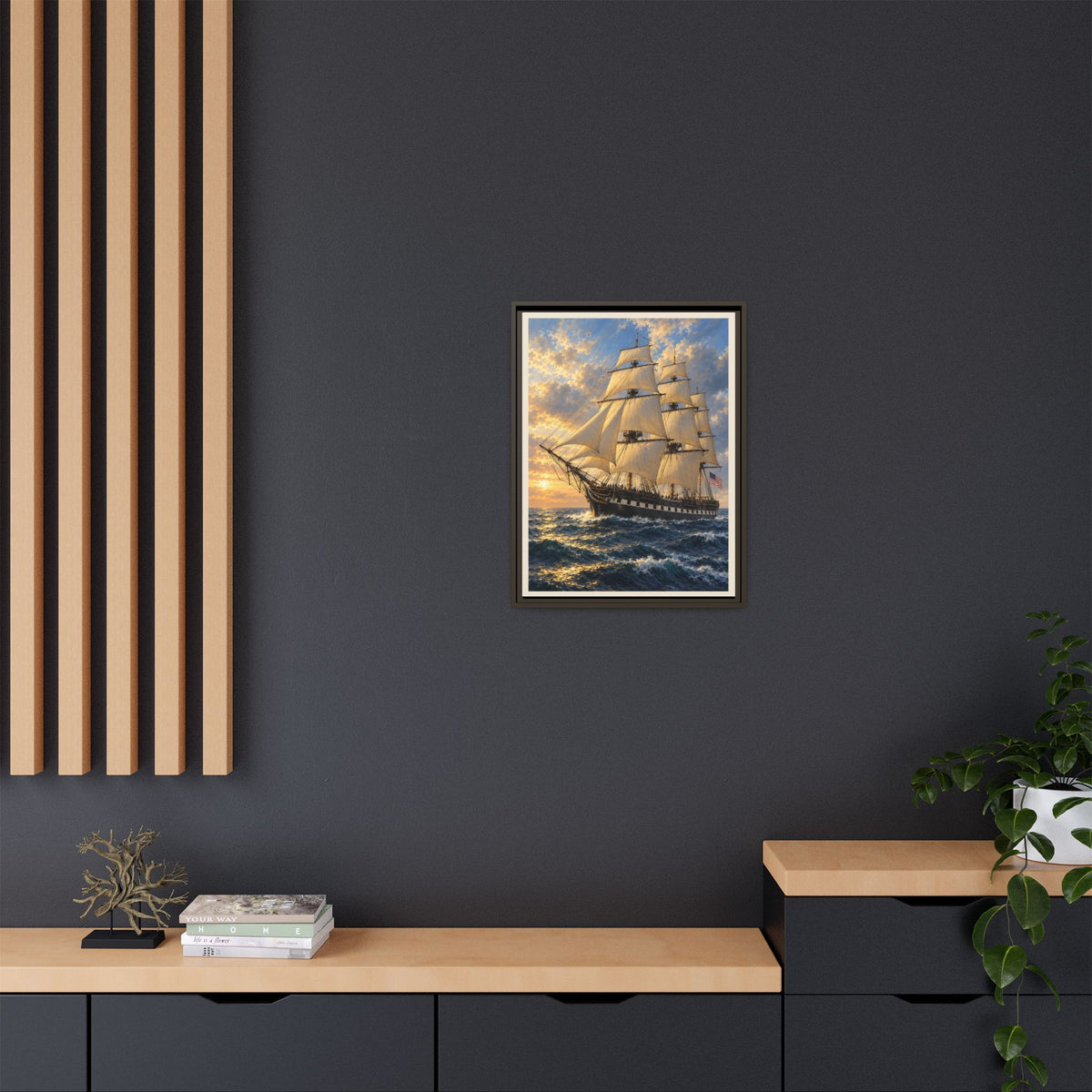 USS Constitution Old Ironsides Framed Canvas – Historic Naval Wall Art