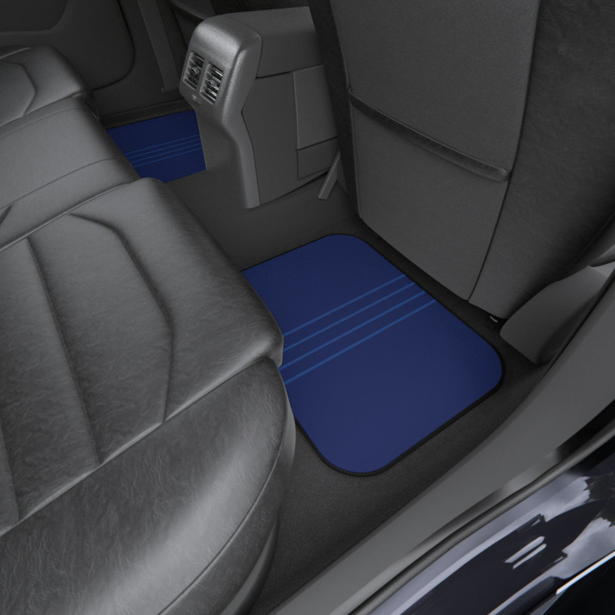 Blue Racing Stripe Car Floor Mats – 4-Piece Set