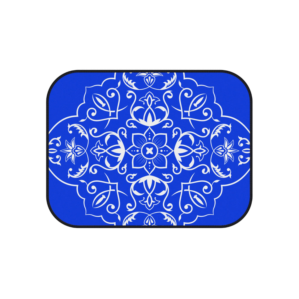 Royal Blue Ornamental Car Floor Mats – 4-Piece Set