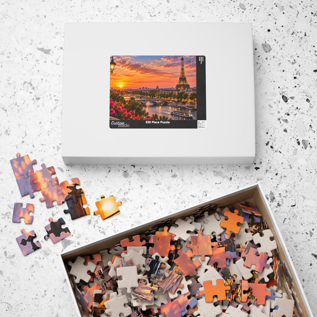 Paris France Puzzle – Eiffel Tower Sunset Jigsaw Puzzle 110/252/520/1014-Piece