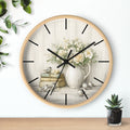 Vintage Floral Pitcher with Birds Wall Clock | Rustic Cottage Shabby Chic