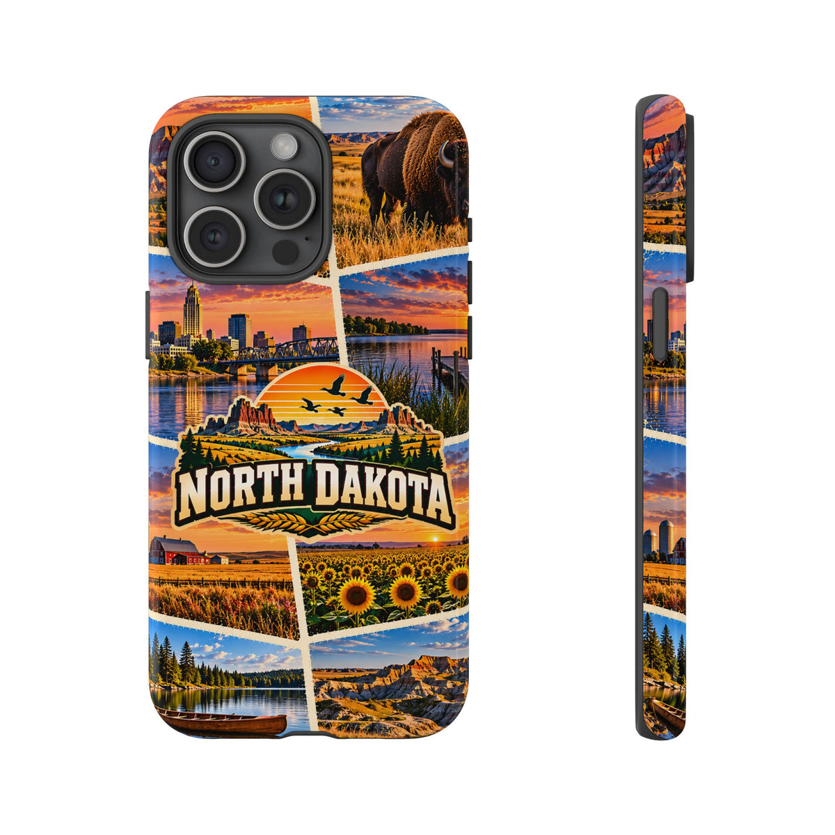 North Dakota Tough Phone Case – Badlands & Bison Collage
