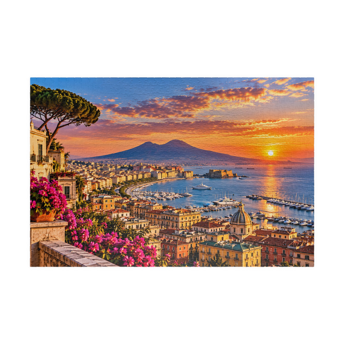 Naples Italy Puzzle – Mount Vesuvius Jigsaw Puzzle  — (110, 252, 520, 1014-piece)