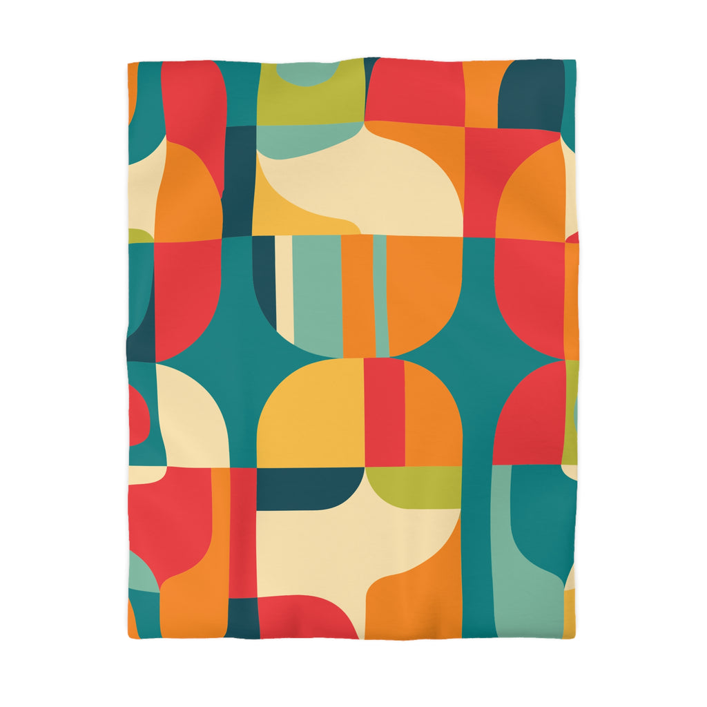 Mid Century Modern Geometric Duvet Cover  Retro Abstract Microfiber Bedding