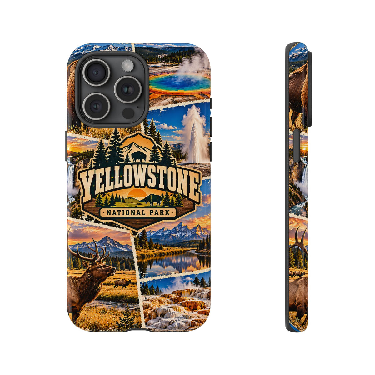 Yellowstone National Park Tough Phone Case – Vintage Wildlife Collage