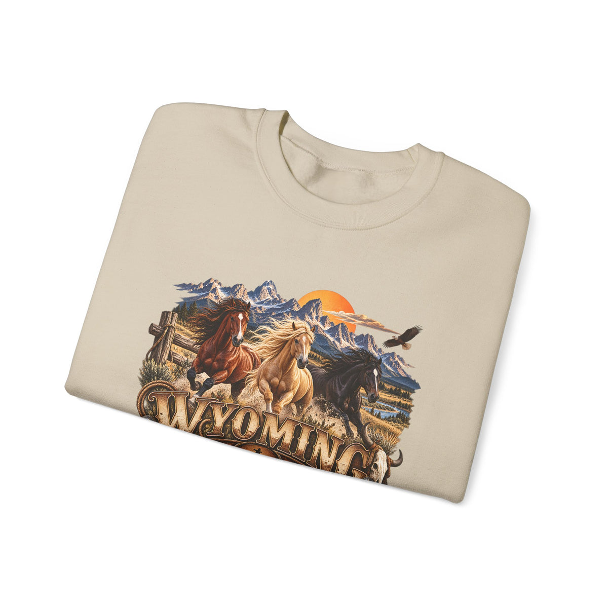 Wyoming Horses Sweatshirt – Vintage Western Design