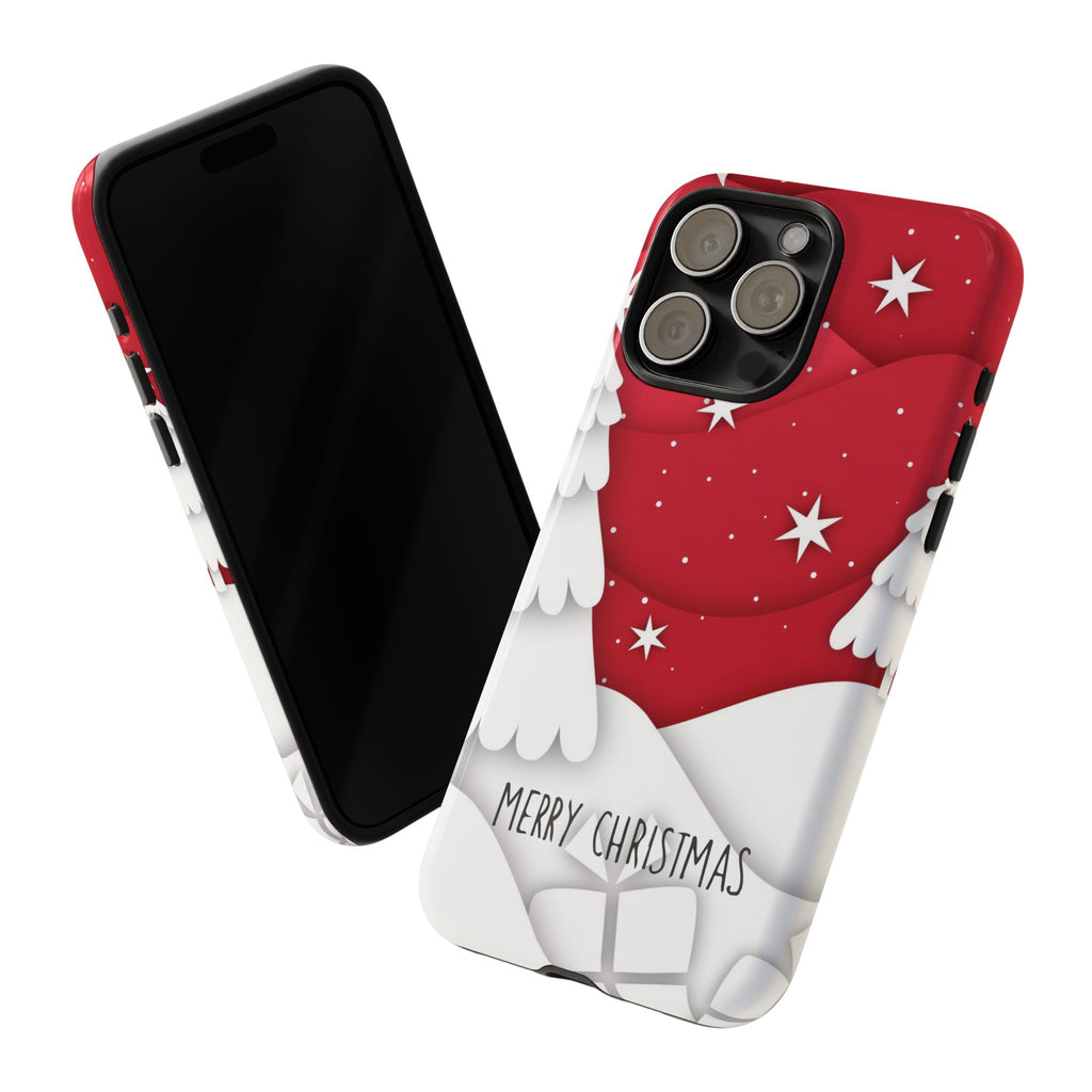 Merry Christmas Phone Case – Red & White Holiday Tough Case