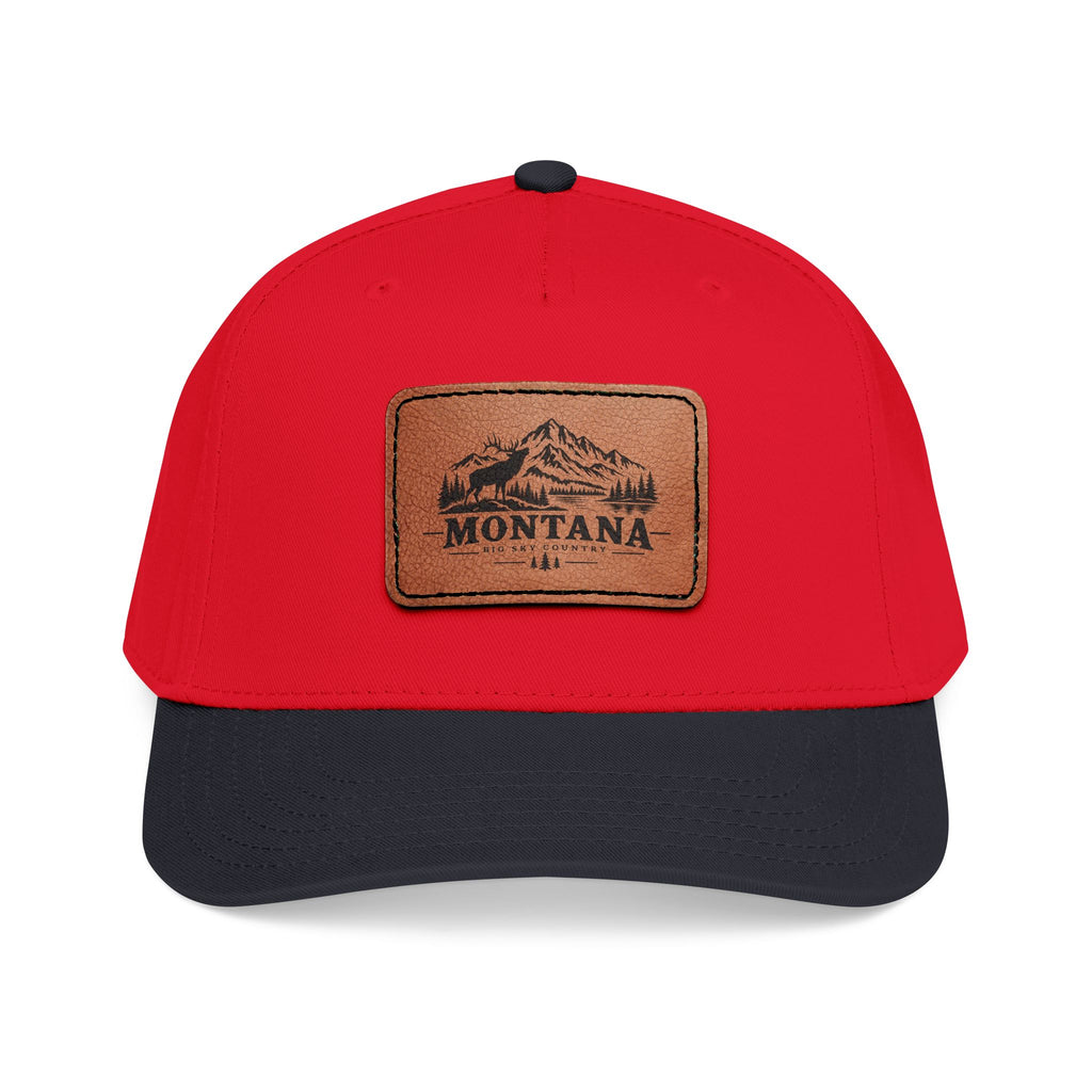 Montana Mountain Leather Patch Mid Profile Baseball Cap – Outdoor Adventure Hat