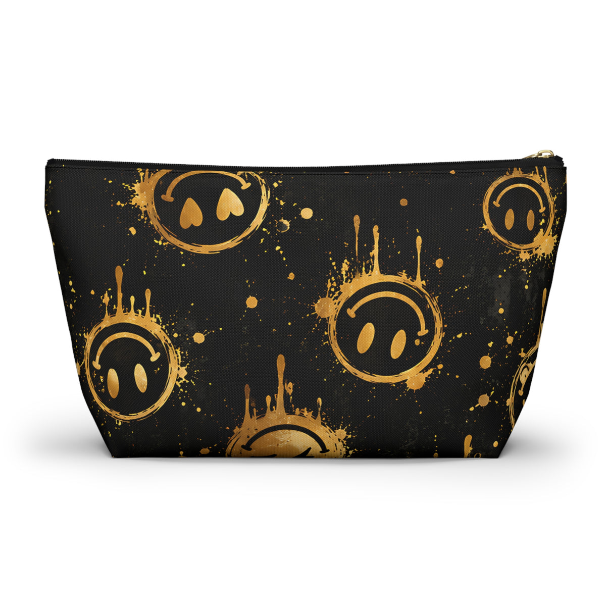Gold Smiley Pouch – Black Graffiti Streetwear Print