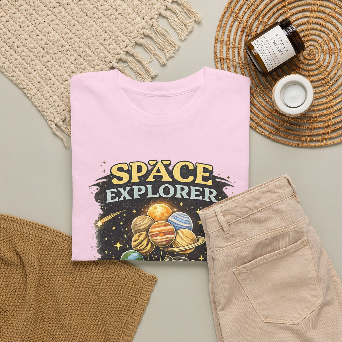 Space Explorer T-Shirt – Astronaut, Galaxy & Planets Graphic Tee