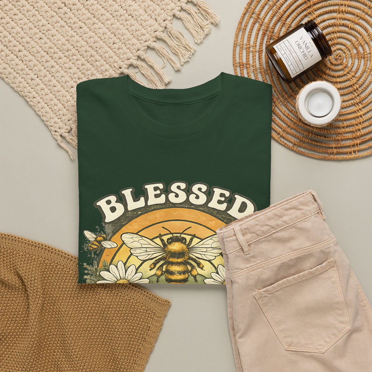 Blessed Bee T-Shirt – Christian Faith & Floral Bee Graphic Tee