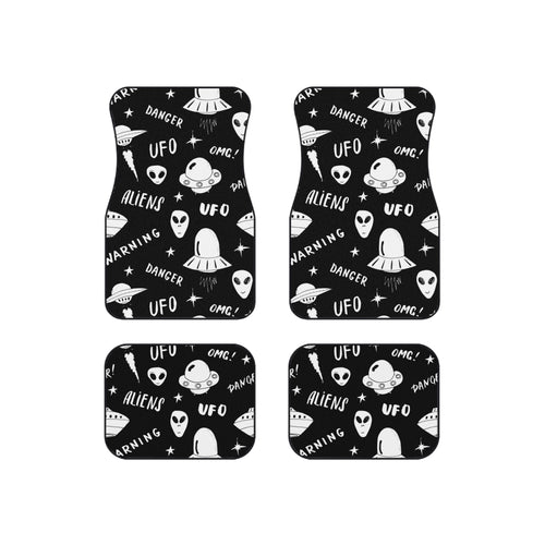 Alien UFO Car Floor Mats – Black & White 4-Piece Set