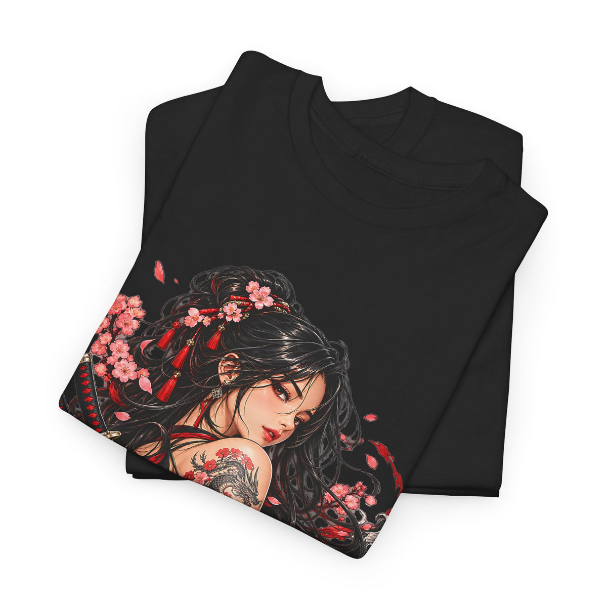 Japanese Samurai Girl T-Shirt – Dark Anime Warrior Graphic Tee