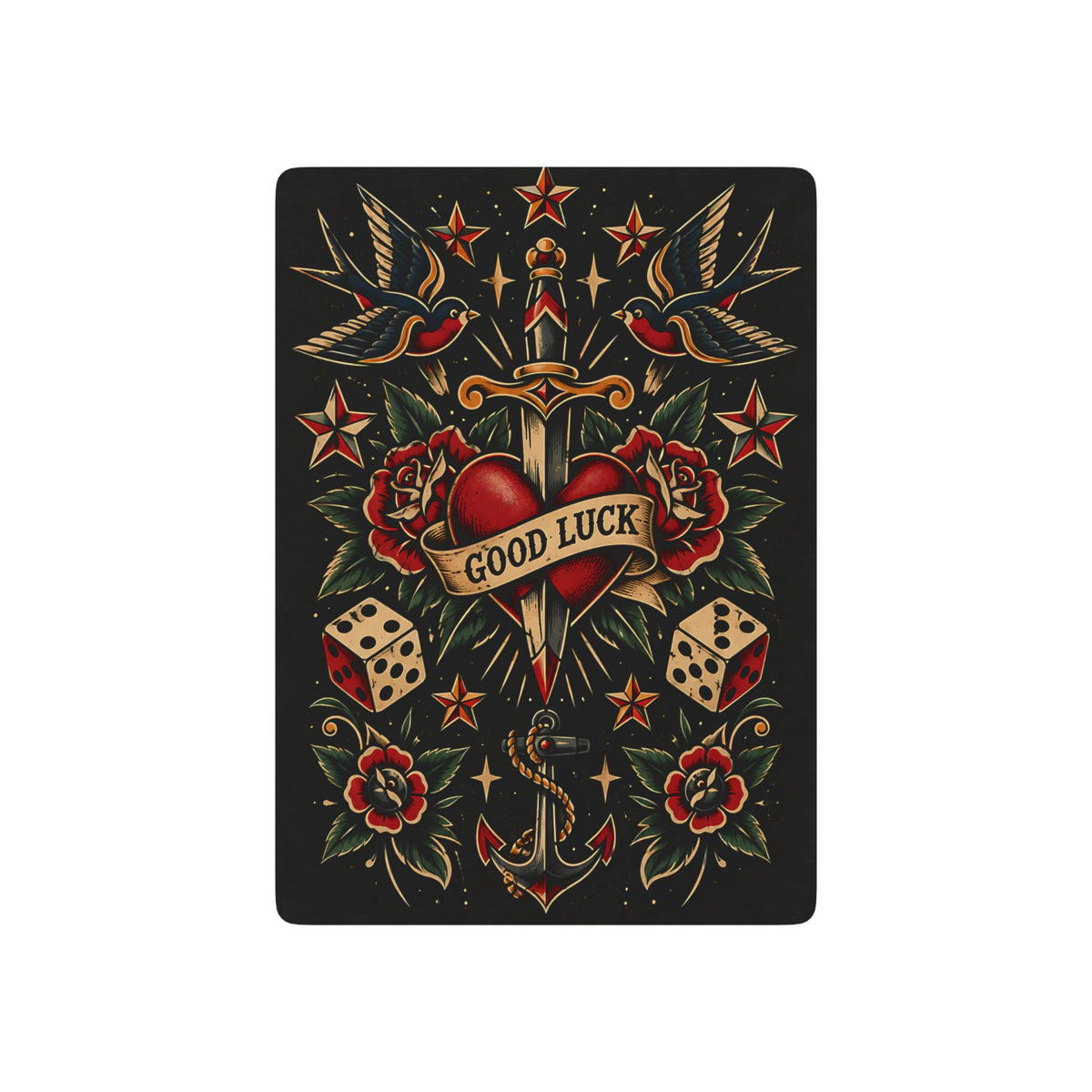 Good Luck Poker Playing Cards – Old School Tattoo Design