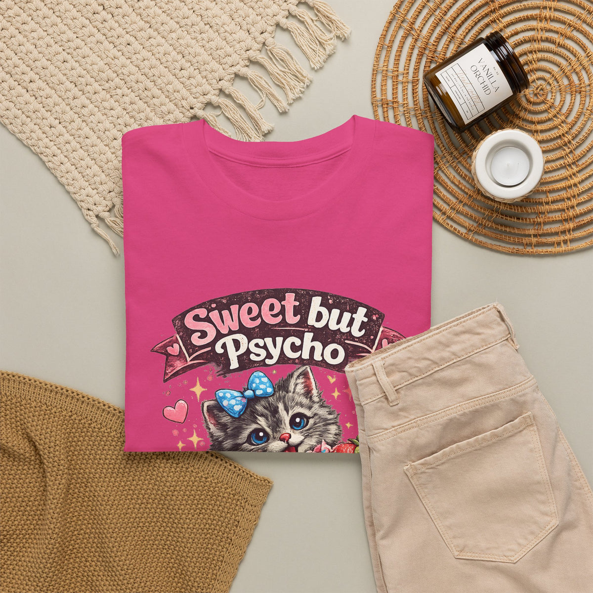 “Sweet But Psycho” T-Shirt – Cute Funny Kawaii Cat Graphic Tee