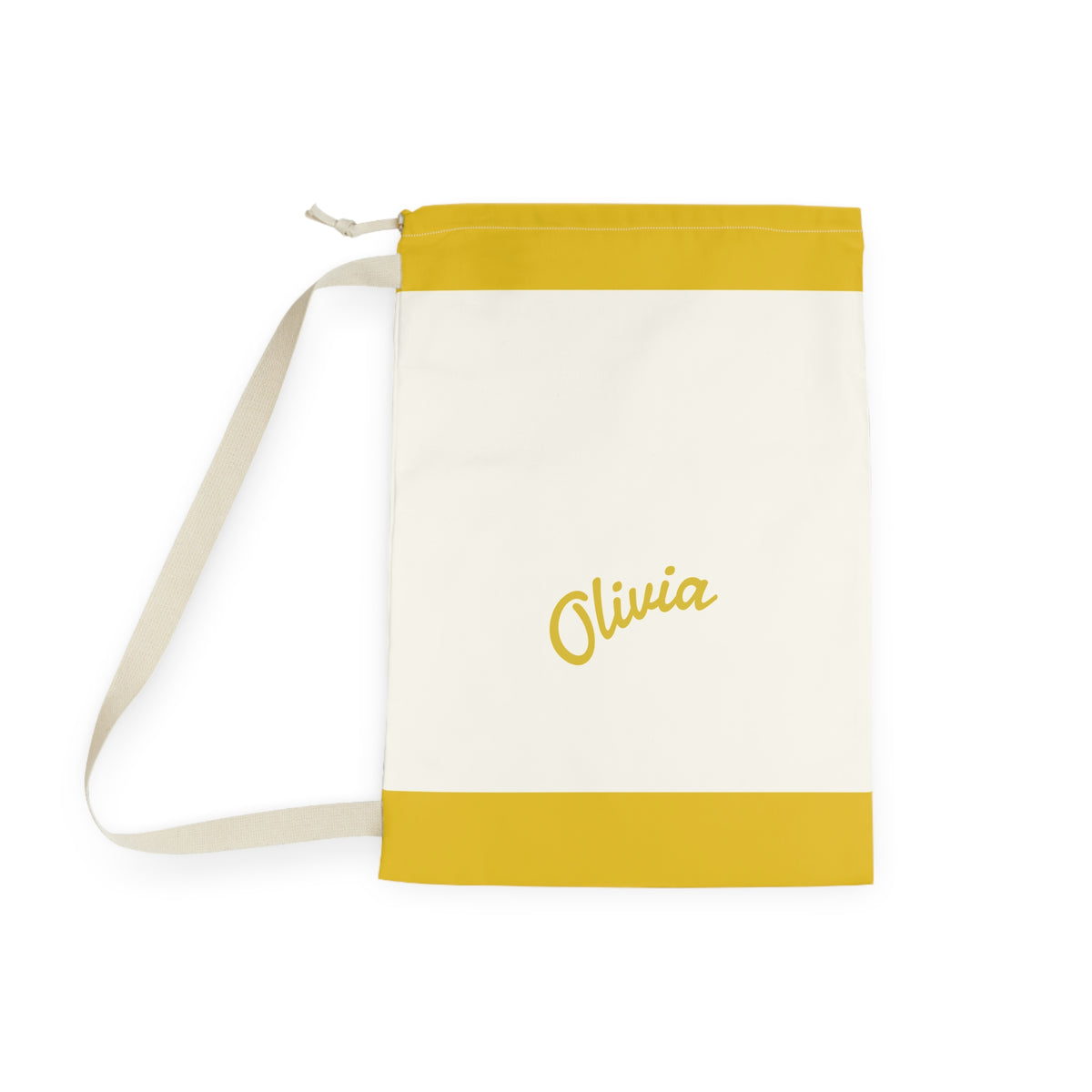 Personalized Laundry Bag | Custom Canvas Drawstring Laundry Bag | Large Reusable Laundry Sack | Personalized Yellow Canvas Laundry Bag