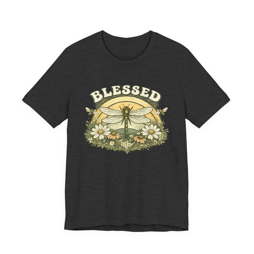 Blessed Dragonfly Shirt Floral Nature T Shirt Boho Faith Tee Vintage Botanical Graphic