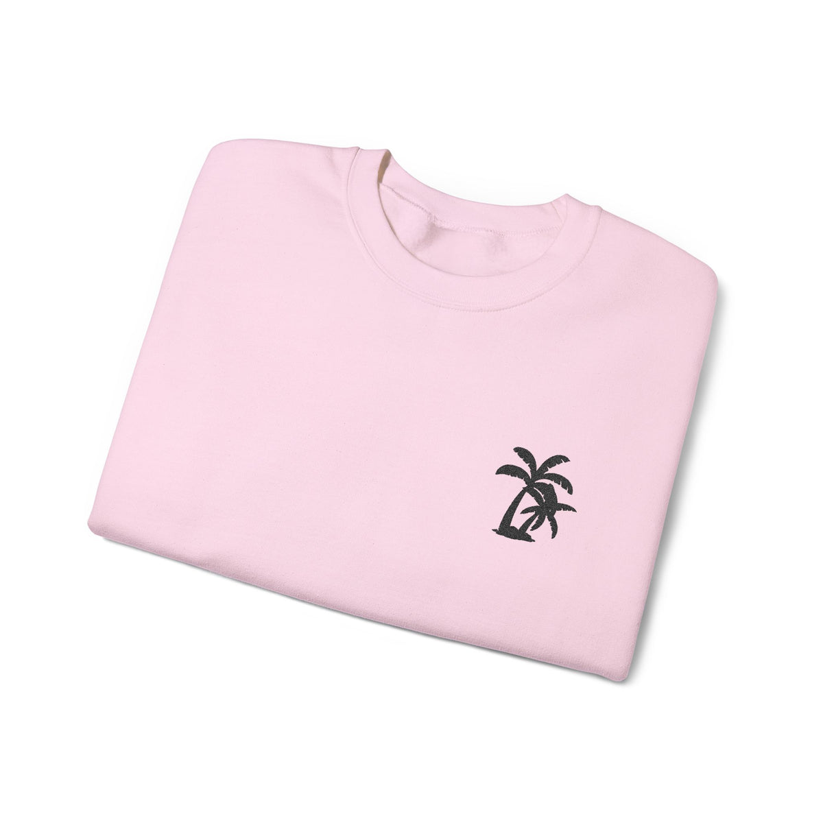 Pink Palm Crewneck Sweatshirt — Small Palm Tree Chest Embroidered Sweatshirt