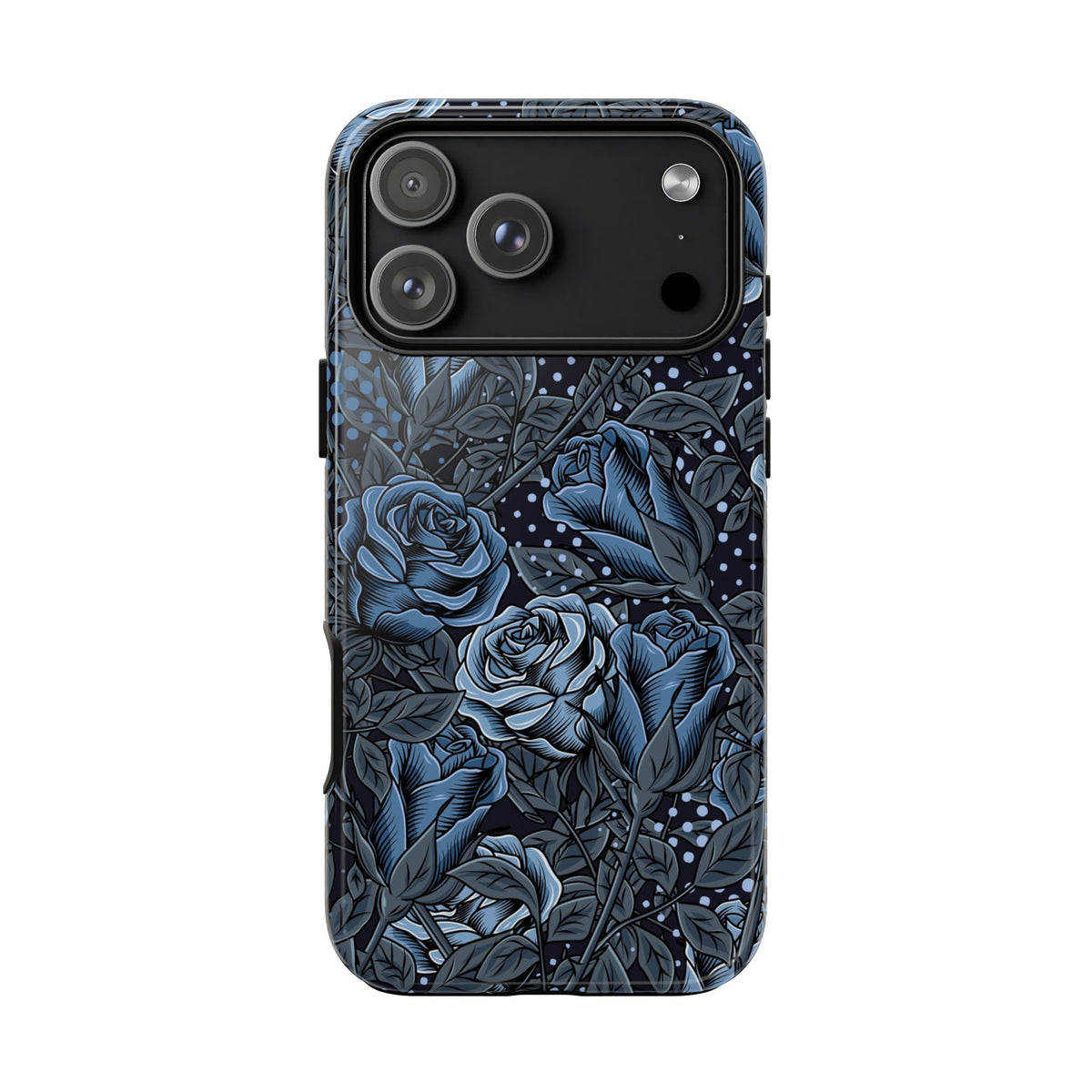 Dark Blue Rose Phone Case – Gothic Floral Tough Case