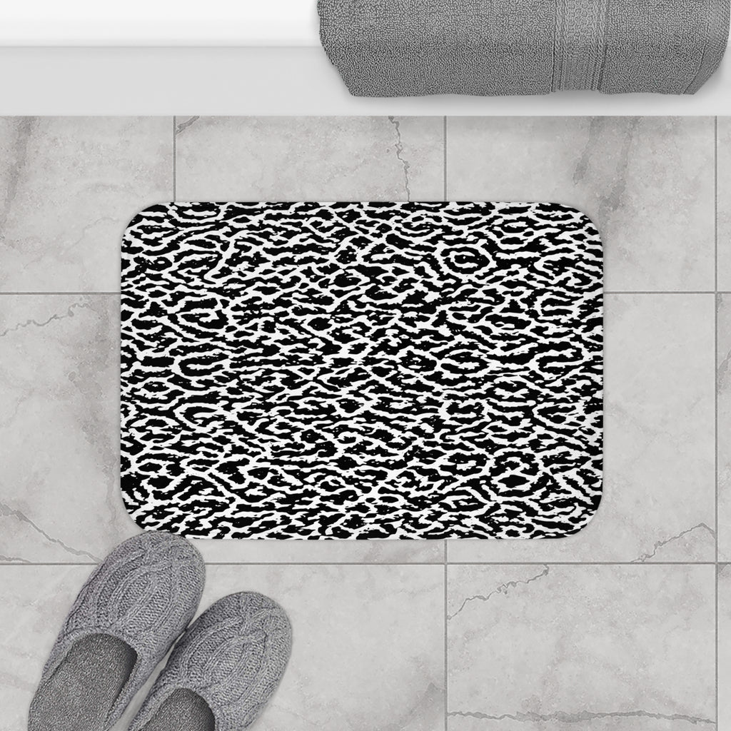 Black & White Animal Print Bath Mat – Modern Wild Bathroom Decor