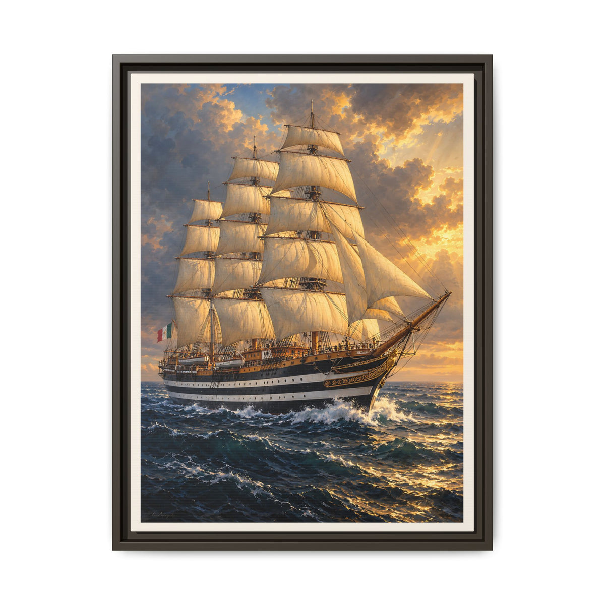 Amerigo Vespucci Framed Canvas – Classic Tall Ship Nautical Wall Art