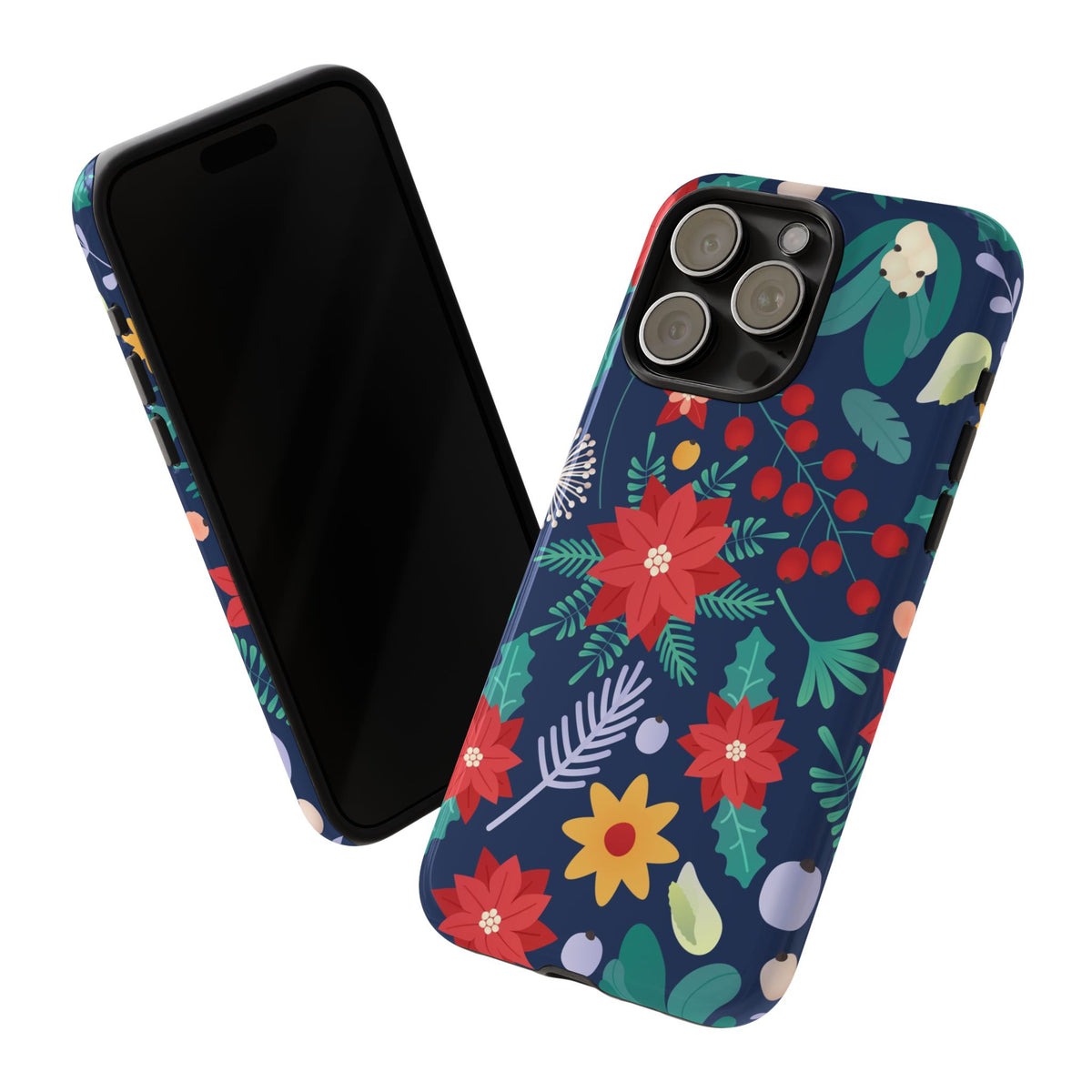 Christmas Poinsettia Floral Tough Phone Case – Holiday Design