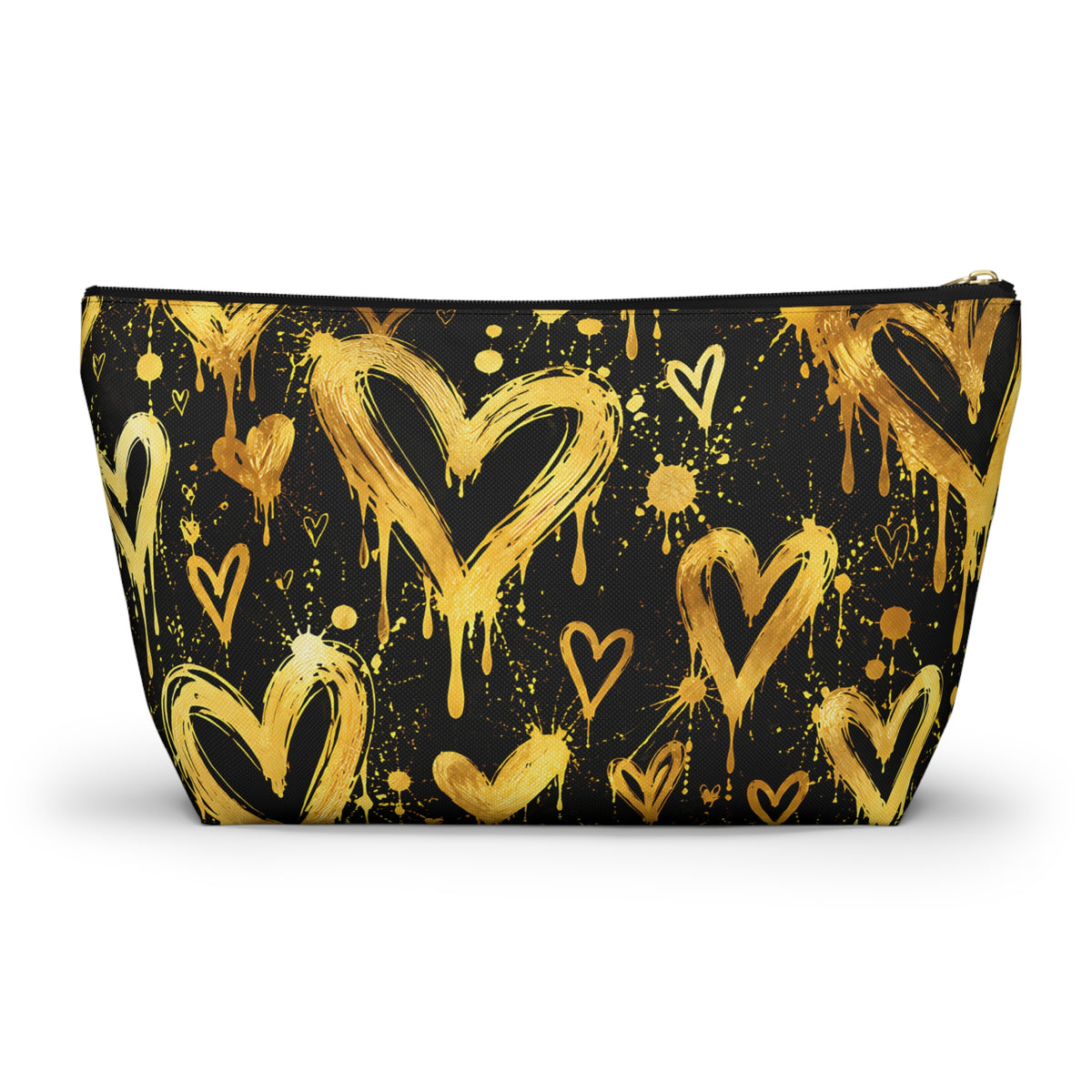 Gold Graffiti Hearts Pouch – Black & Gold Street Art Print