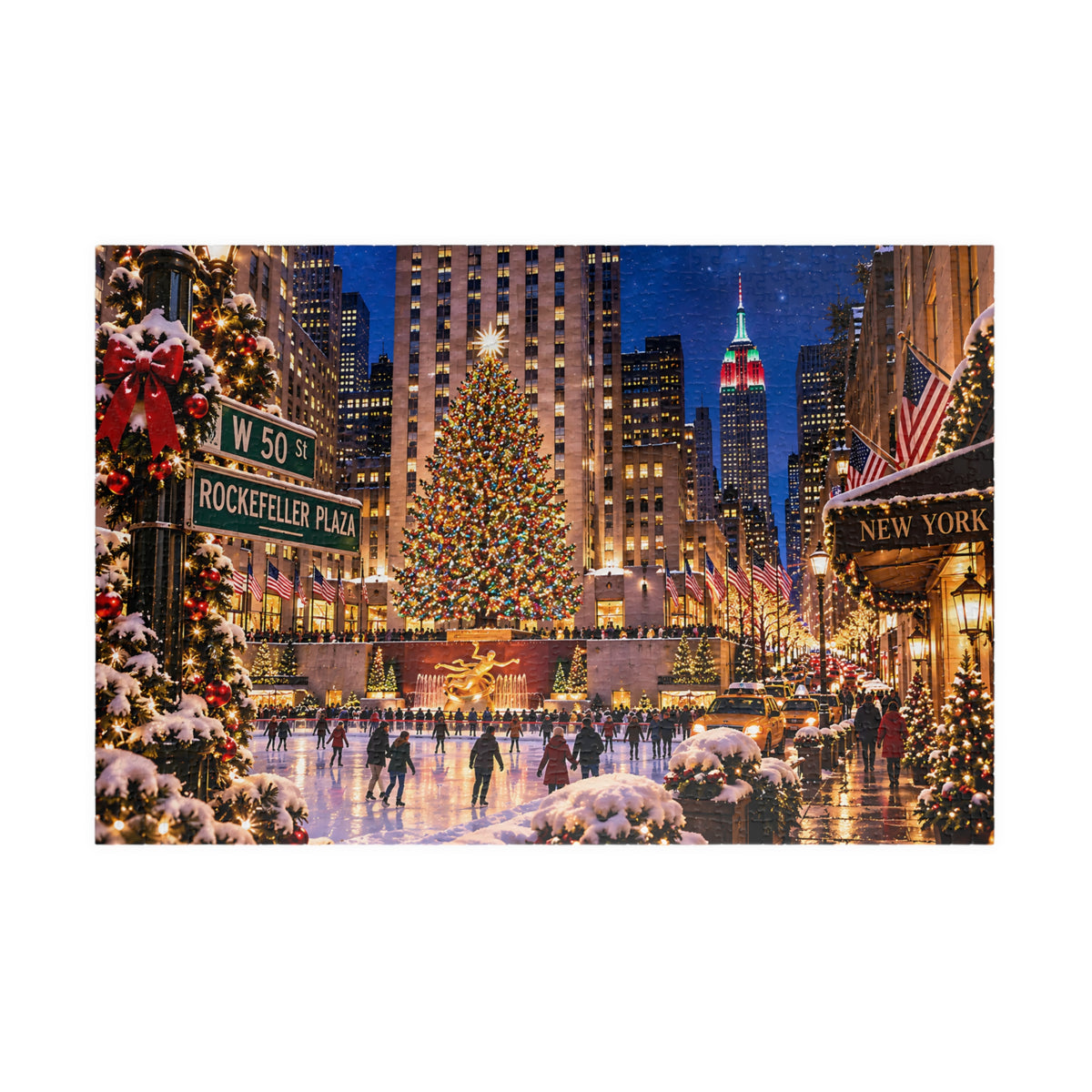 New York Christmas Puzzle – Rockefeller Center Jigsaw Puzzle (110, 252, 520, 1014-piece)