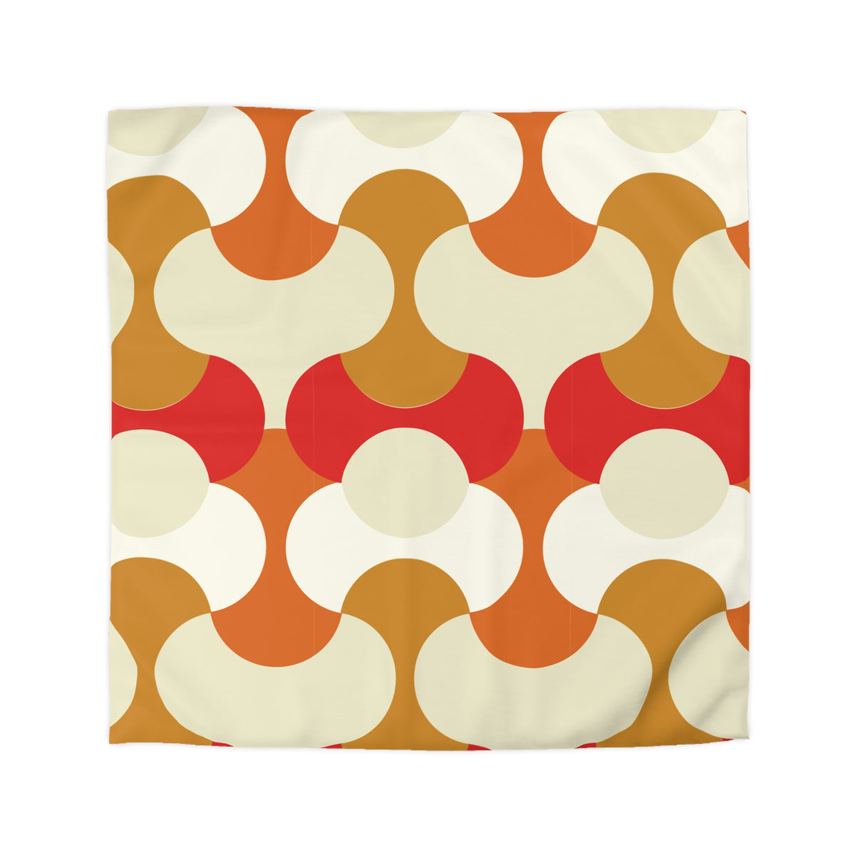 Retro Geometric Pattern Duvet Cover | 70s Style Orange Red Circles