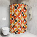 Mid Century Modern Shower Curtain | Retro Geometric Bathroom Decor | Orange Mustard 70s Pattern Bath Curtain