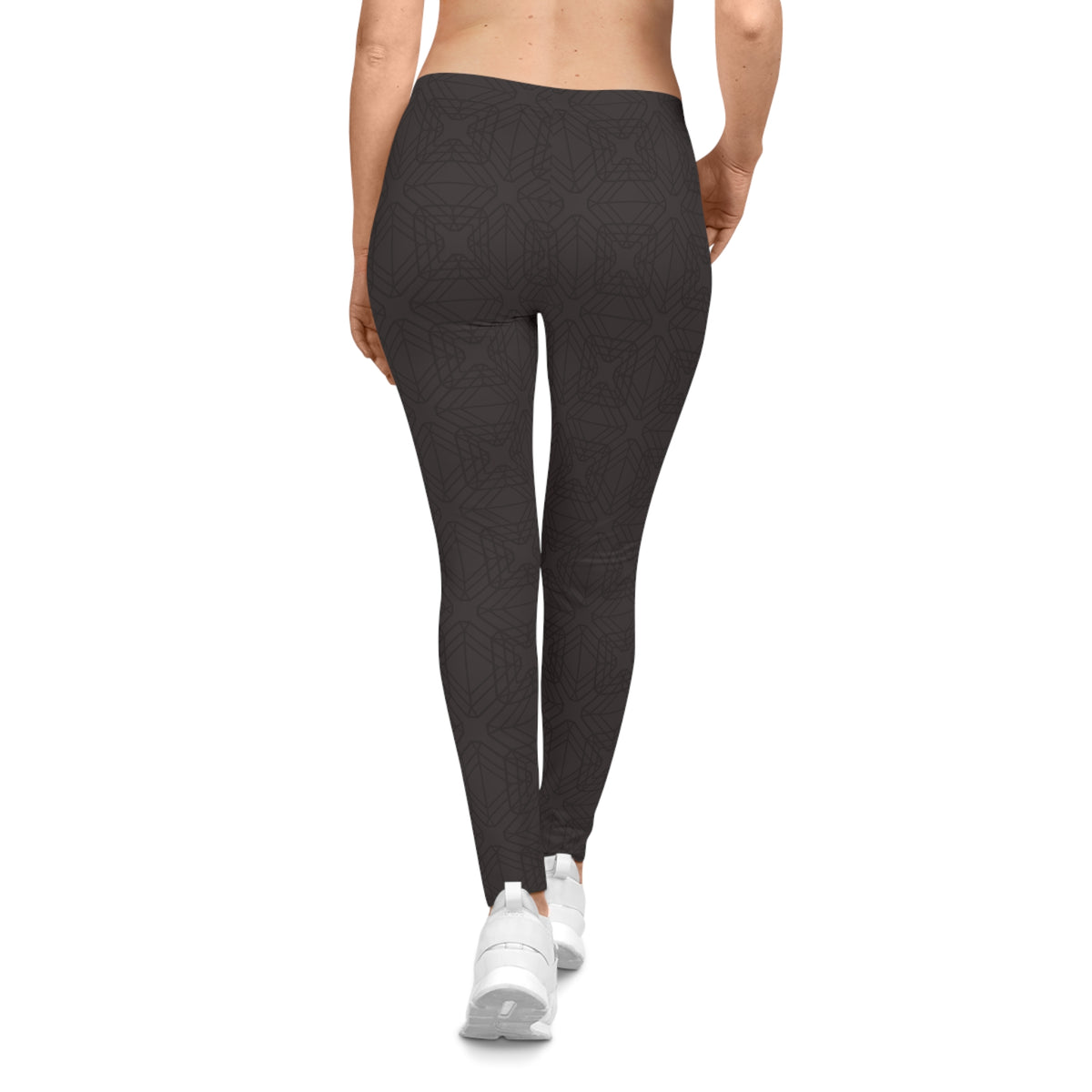 Black Geometric Leggings – Minimal Dark Pattern