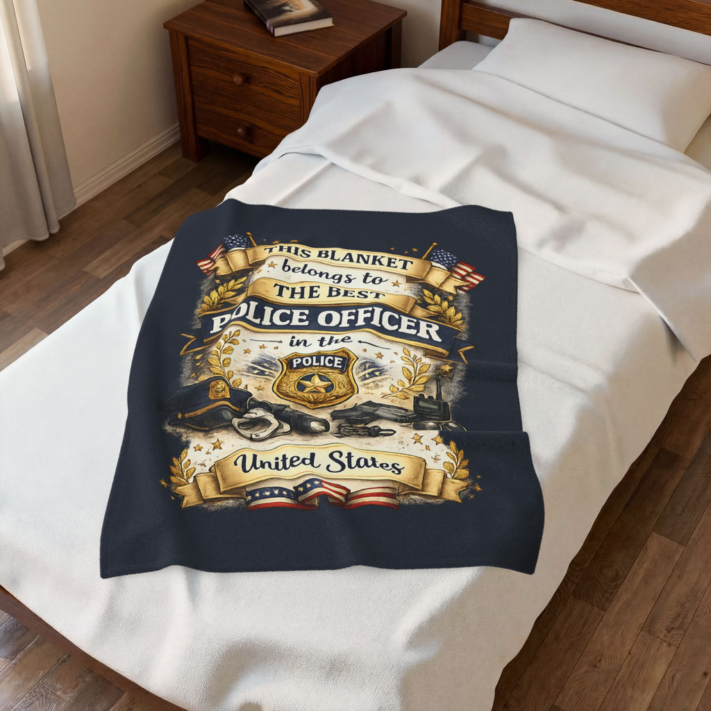 Best Police Officer Blanket  Gift for Police Officer  Patriotic Law Enforcement Throw  USA Officer Appreciation Gift