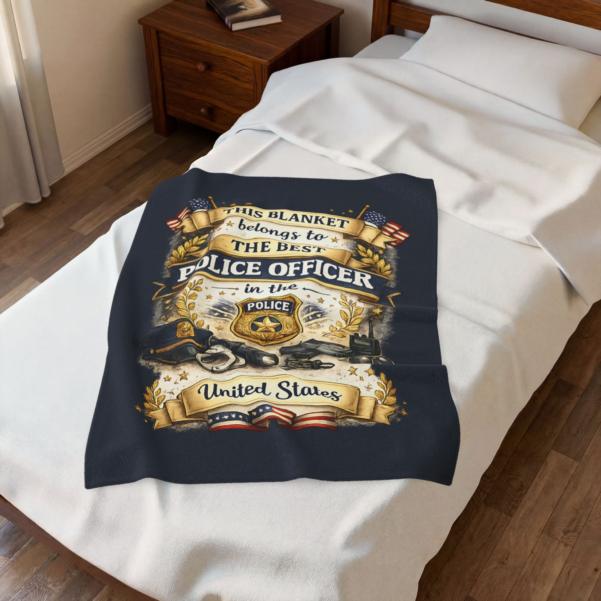 Best Police Officer Blanket  Gift for Police Officer  Patriotic Law Enforcement Throw  USA Officer Appreciation Gift
