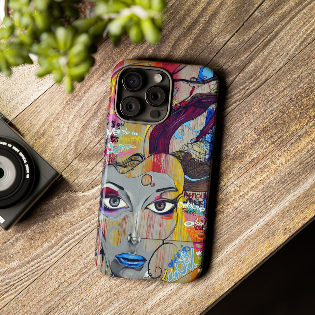 Urban Graffiti Girl Phone Case – Colorful Street Art Tough Case
